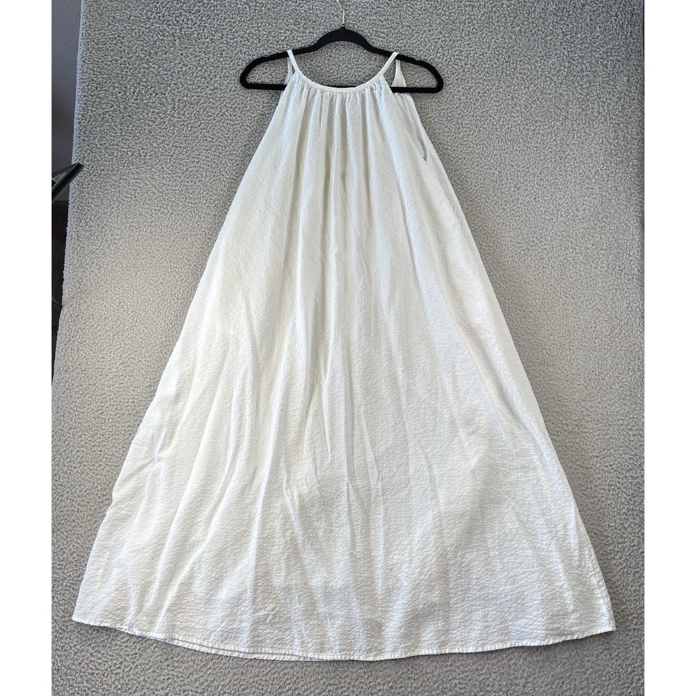 Jenni Kayne Drift Maxi Dress Womens Large White Lined High Neck Flowy Halter